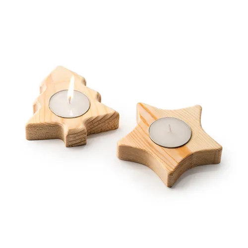 VELA NAVIDAD EN SOPORTE DE MADERA MAKA REF VL1312 ROLY